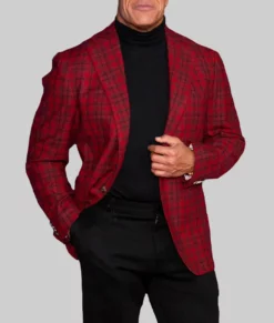 Red One Premiere Dwayne Johnson Checkered Blazer-Front View
