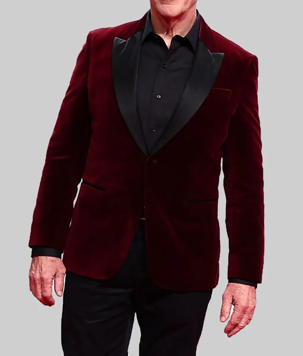 Red One Premiere JK Simmons Velvet Blazer-Front View