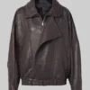 Sofia Richie Oversized Brown Leather Jacket-Generic