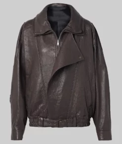 Sofia Richie Oversized Brown Leather Jacket-Generic