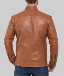 Archie Mens Brown Biker Leather Jacket-Back