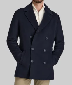 Bradley Cooper Wool Pea Coat-Front View