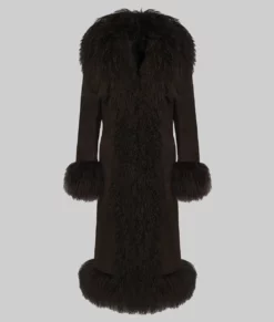Christina Aguilera Brown Suede Fur Coat-Generic