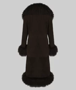 Christina Aguilera Brown Suede Fur Coat-Generic