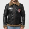 Connan Mens B3 Black Bomber Leather Jacket-Front