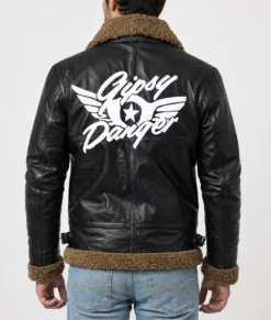 Connan Mens B3 Black Bomber Leather Jacket-Back
