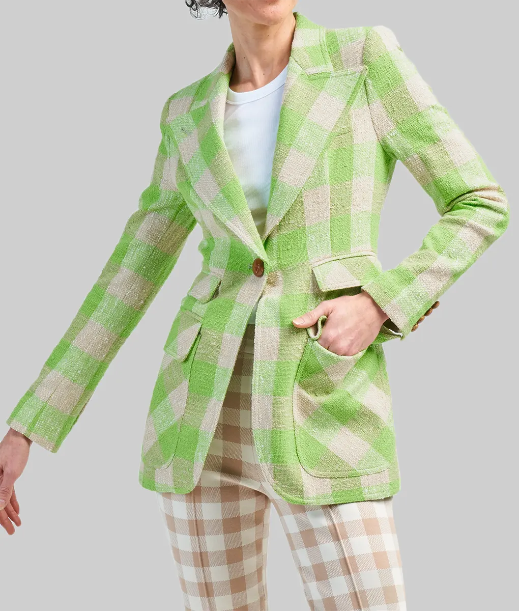 Elsbeth S02 Carrie Preston Plaid Texture Blazer-Front View
