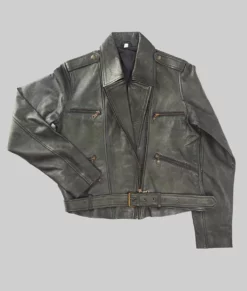 Greg Mens Grey Distressed Biker Leather Jacket - Mens Grey Distressed Biker Leather Jacket-1