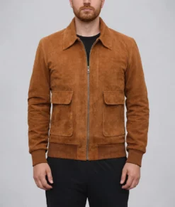 Jerrry Mens Brown Bomber Suede Jacket | Men's Brown Bomber Suede Jacket-4