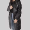 Julie Women's Black Leather Duster Coat - Women's Black Leather Duster Coat-4