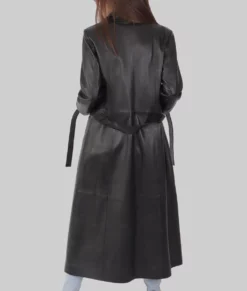 Julie Women's Black Leather Trench Coat - Women's Black Leather Trench Coat-1