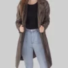 Julie Women's Brown Leather Trench Coat - Women's Brown Leather Trench Coat-3