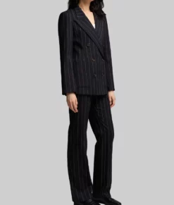 Nicole Kidman Navy Blue Striped Suit-Side View
