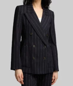 Nicole Kidman Navy Blue Striped Suit-Side View