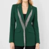 Reba McEntire Fringe Embellished Blazer-Front