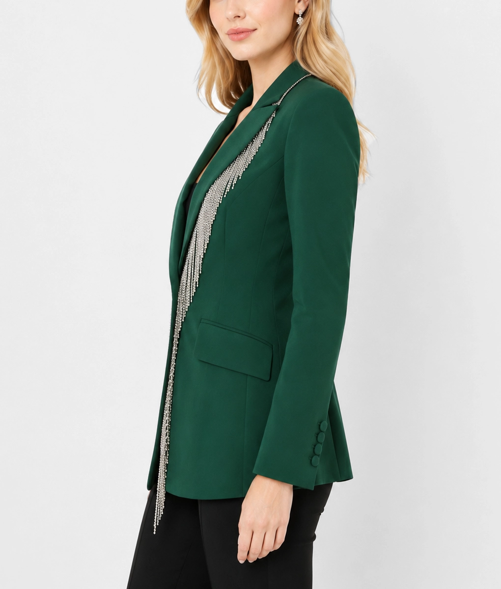 Reba McEntire Fringe Embellished Blazer-Side
