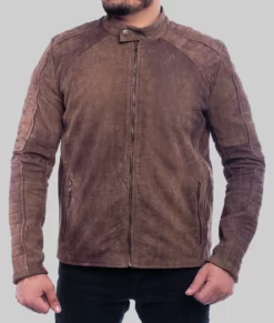 Ronald Mens Distressed Brown Biker Leather Jacket - Mens Distressed Brown Biker Leather Jacket-1