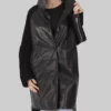 Stacy Women's Black Leather Duster Coat - Women's Black Leather Duster Coat-2