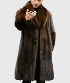 Dean Men Brown Faux Fur Coat NYC Jackets
