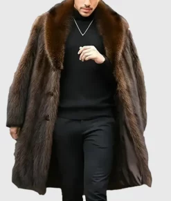 Dean Men Brown Faux Fur Coat NYC Jackets
