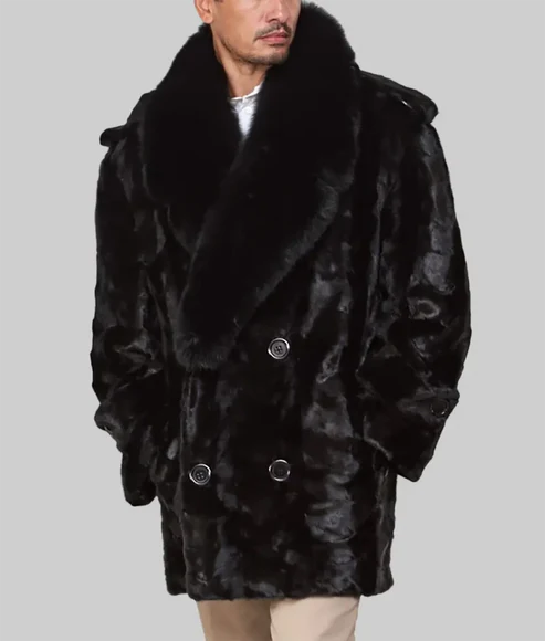 Dexter Men's Black Mink Pea Coat - Image 2