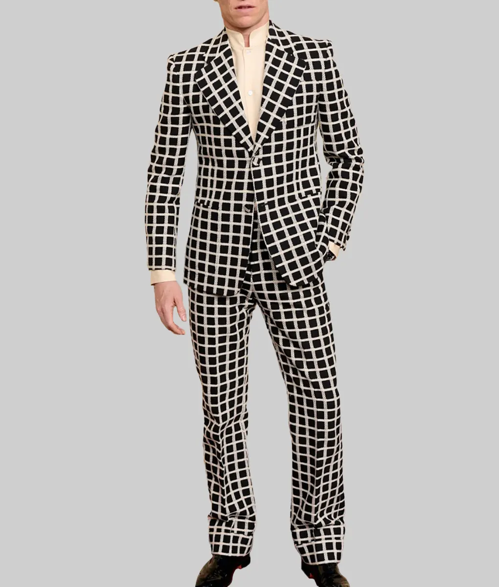 Eddie Redmayne Checkered Suit-Front View