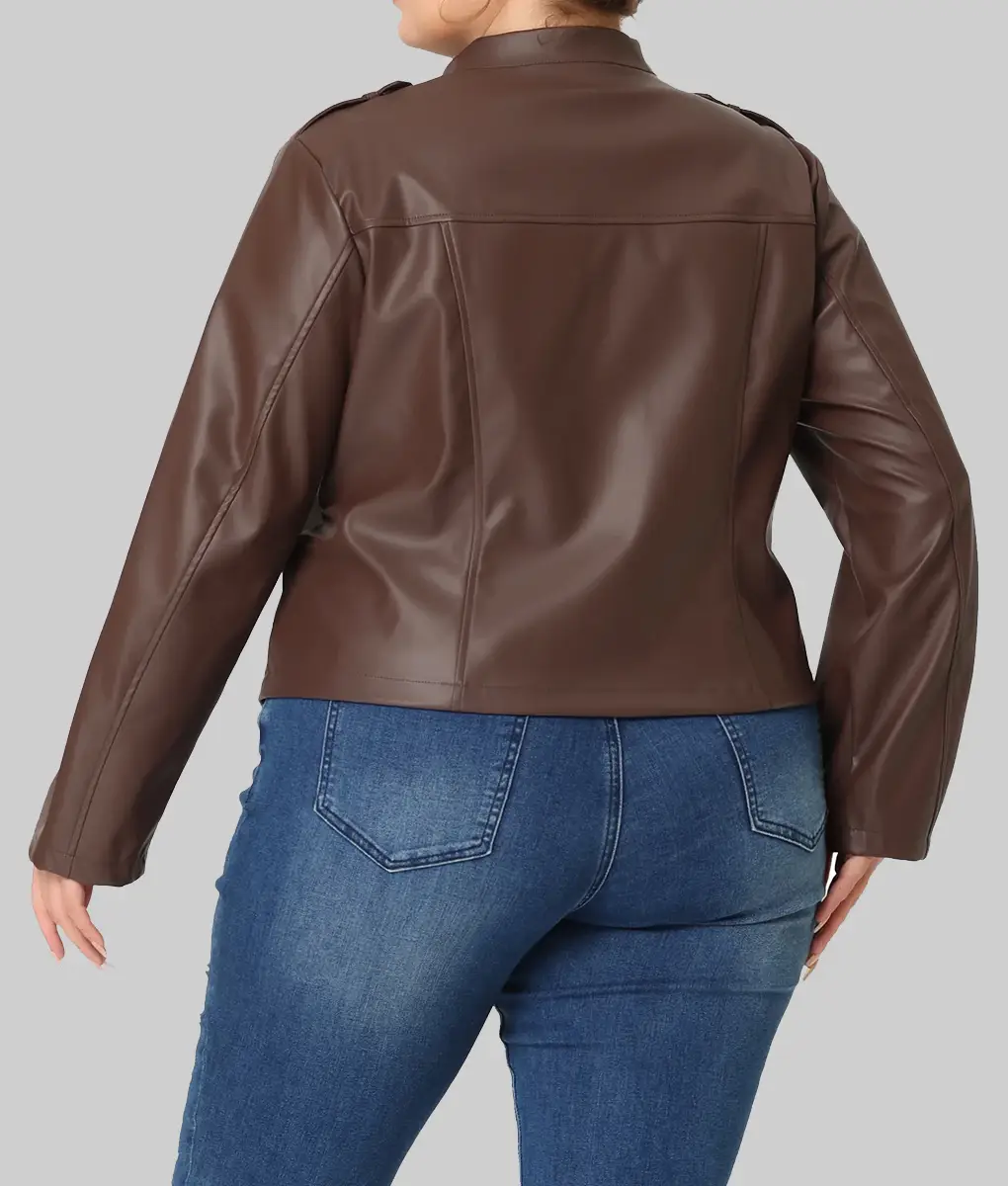 Fiona Women's Brown Plus Size Leather Jacket Women's Brown Sheepskin Leather Jacket NYC Jackets