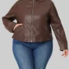 Fiona Women's Brown Plus Size Leather Jacket Women's Brown Sheepskin Leather Jacket NYC Jackets