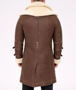 Greg Men's Brown Shearling Leather Winter Coat-Back