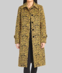 Harlem S03 Meagan Good Leopard Print Wool Coat-Front View