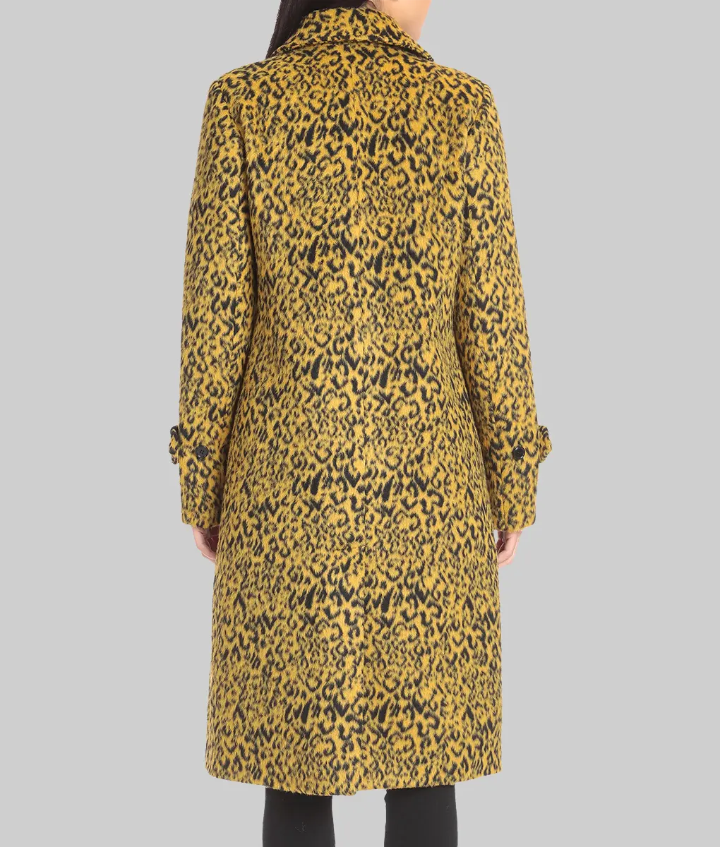 Harlem S03 Meagan Good Leopard Print Wool Coat-Back View