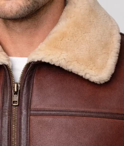 James Men's Brown Shearling Leather Vest-Zoom