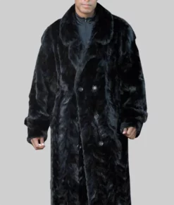 Jim Men's Black Double Breasted Mink Fur Coat NYC Jackets