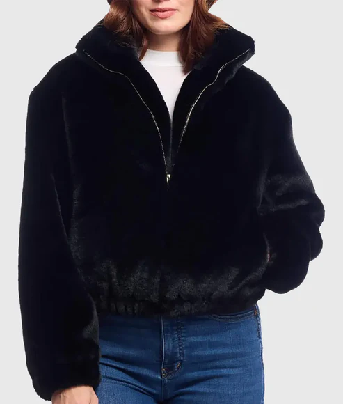 Joana Women's Black Faux Fur Coat NYC Jackets