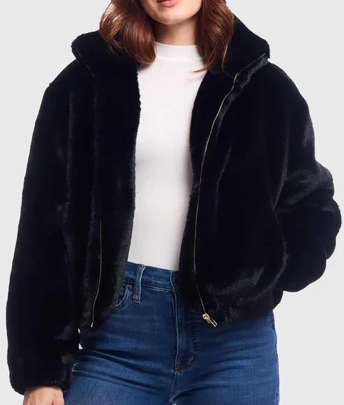 Joana Women's Black Faux Fur Coat NYC Jackets
