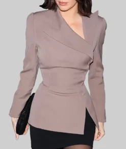 Kendall Jenner Mauve Brown Blazer-Front View