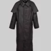 Kent Men's Old School Black Distressed Leather Duster Coat Men's Black Leather Long Coat NYC Jackets