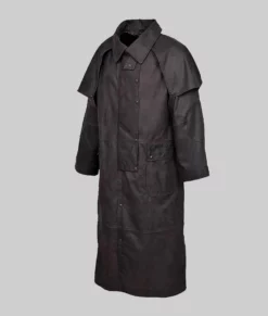 Kent Men's Old School Black Distressed Leather Duster Coat Men's Black Leather Long Coat NYC Jackets