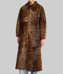 Nara Smith Leopard Print Coat-Front View