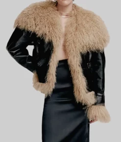 New Year Eve Renee Rapp Black Leather Jacket-Front View
