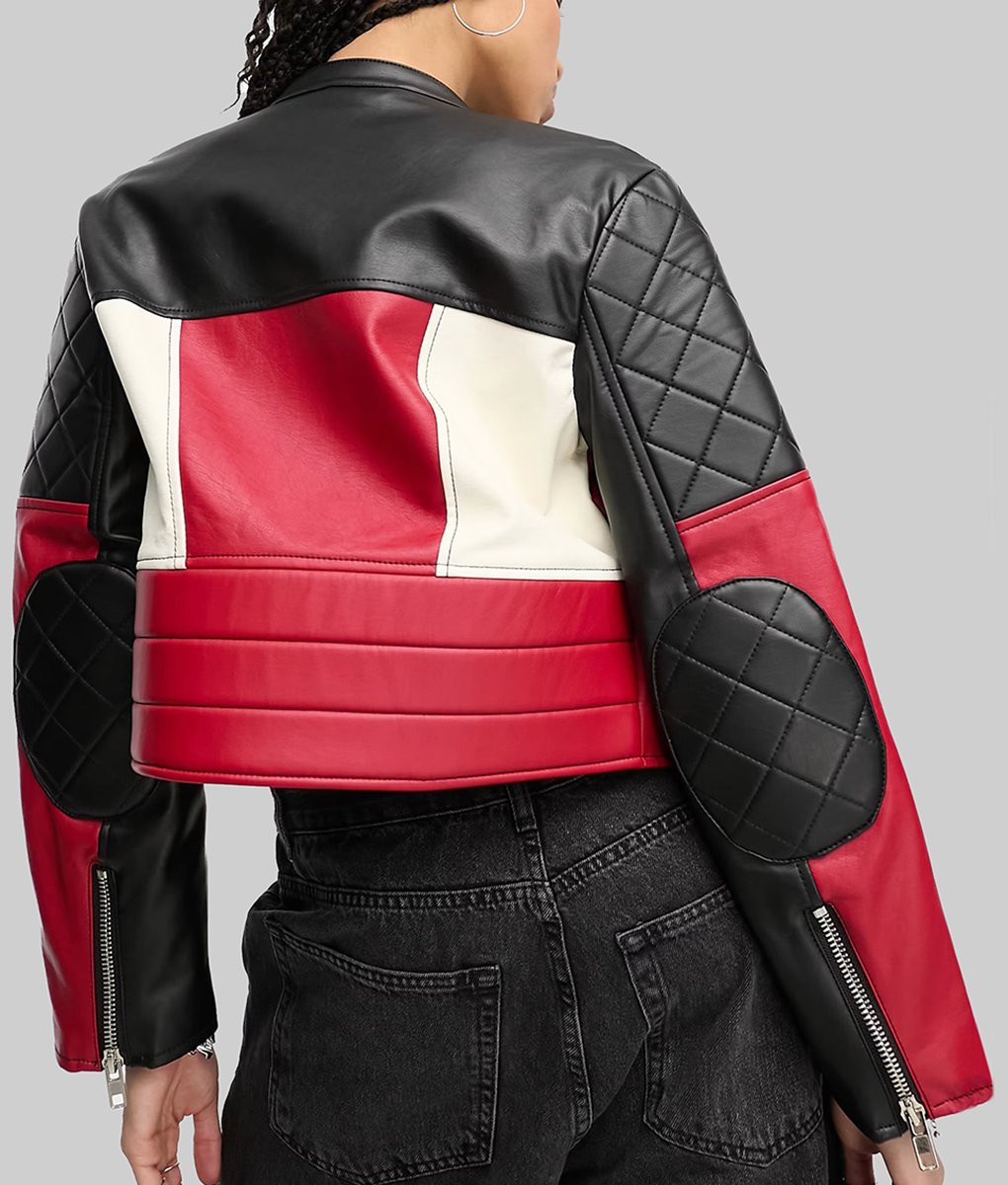 Subteran Irina Artenii Colorblock Cropped Leather Jacket-Back View