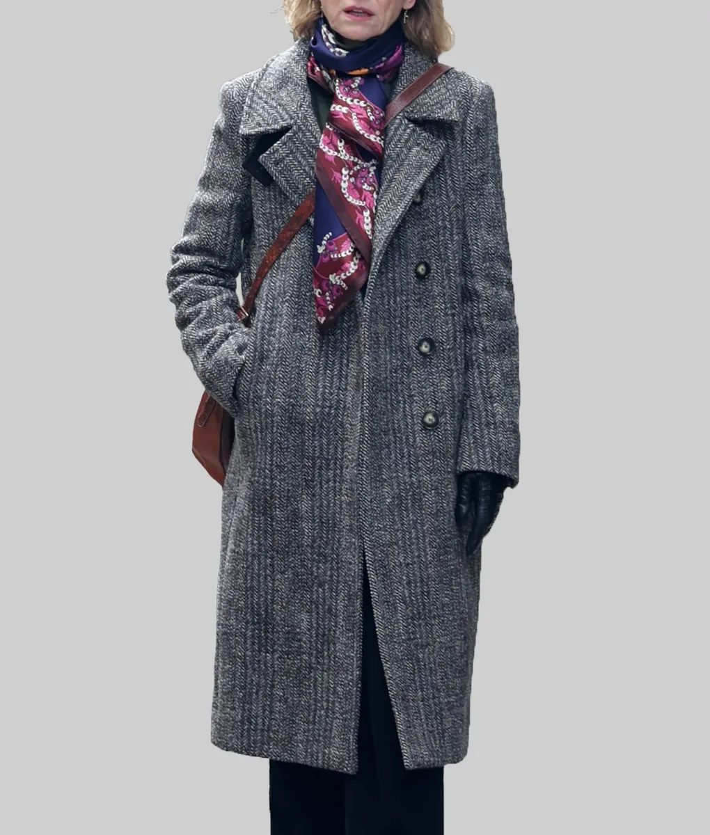 LOOK 11 - Claudia Long DB Coat in Winter White Wool + Naomi Utility Shirt in Wedgwood Blue Wool with Matching Emma Trouser main image 1