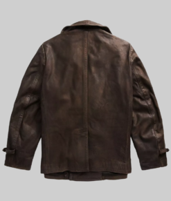 Alex Men's Double Breasted Brown Leather Peacoat NYC Jackets