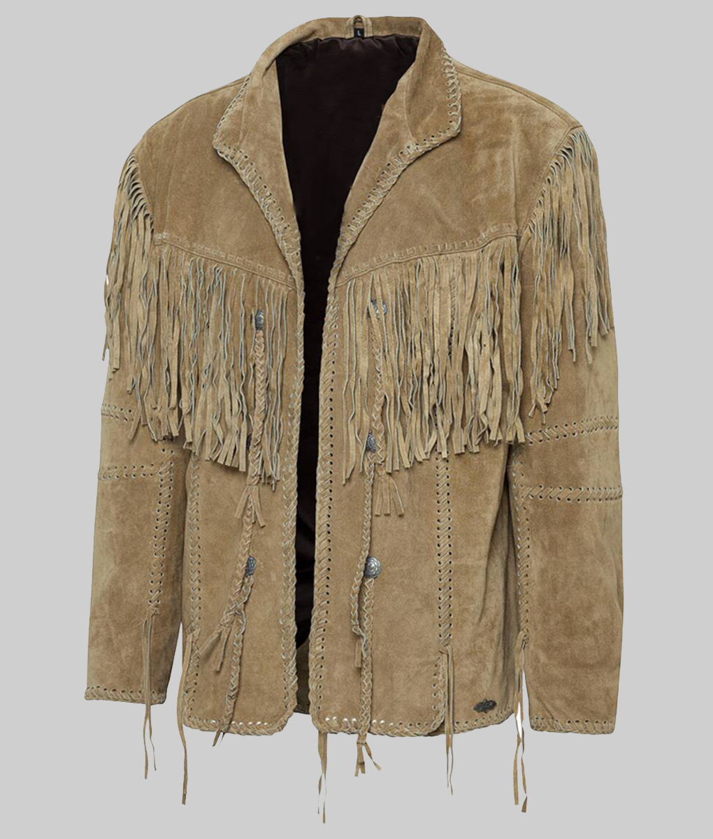 Andy Men's Western Style Brown Fringe Leather Jacket NYC Jackets