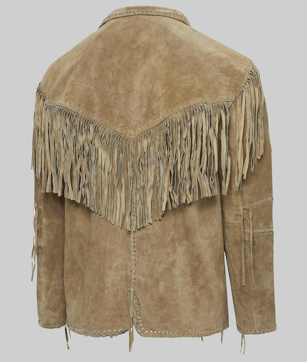 Andy Men's Western Style Brown Fringe Leather Jacket NYC Jackets