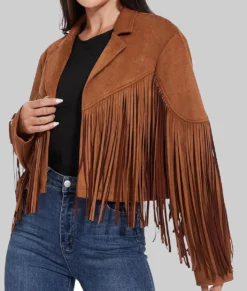 Ava Women's Western Style Brown Fringed Leather Jacket NYC Jackets