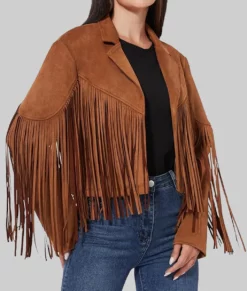 Ava Women's Western Style Brown Fringed Leather Jacket NYC Jackets
