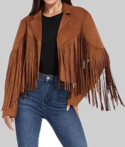 Ava Women's Western Style Brown Fringed Leather Jacket NYC Jackets