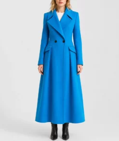 Elsbeth Carrie Preston Blue Wool Coat-Front