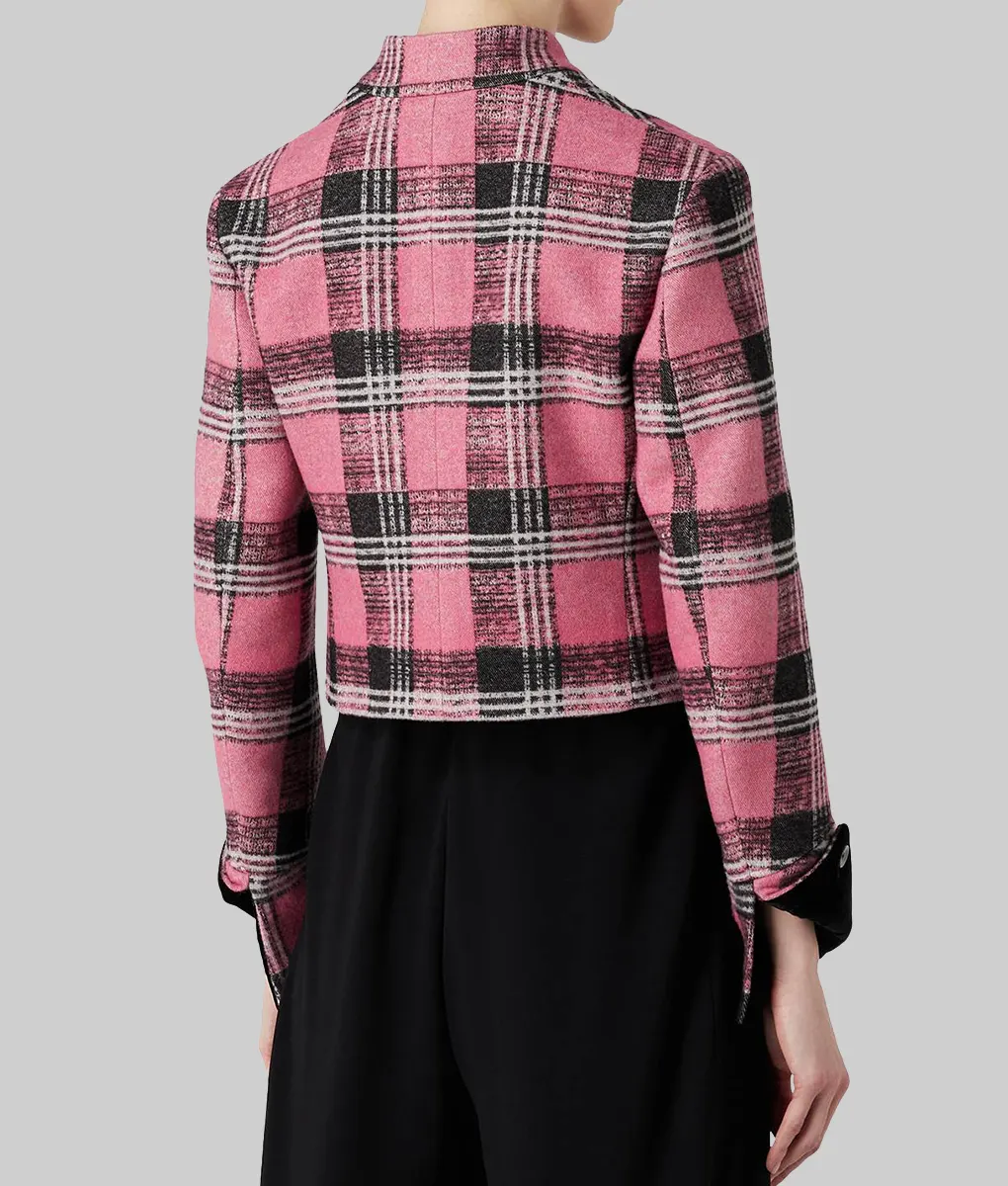 Elsbeth Carrie Preston Pink Plaid Jacket-Back View